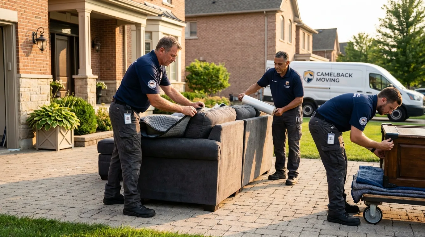 Large estate moving crew wrapping furniture in Lakeville, MN