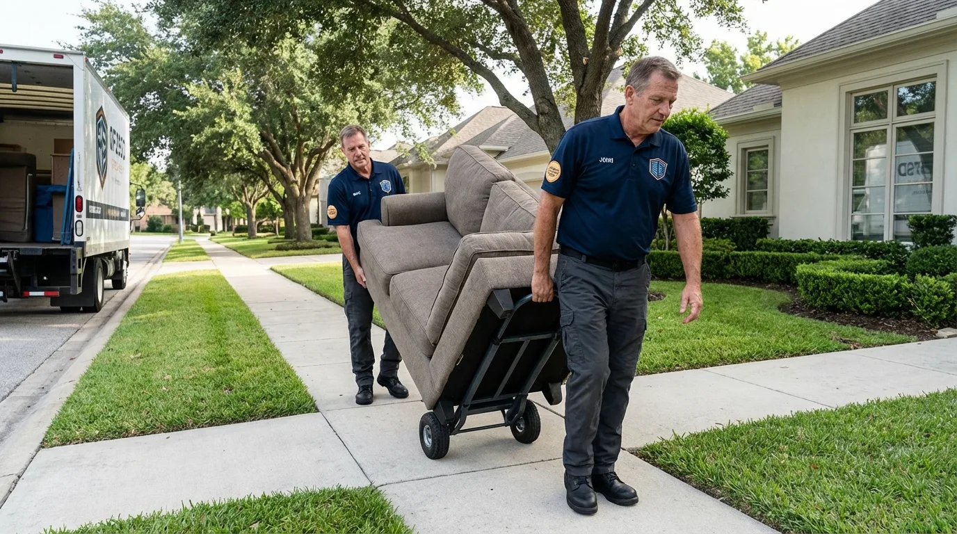 Local residential moving crew loading furniture in Lakeville, MN